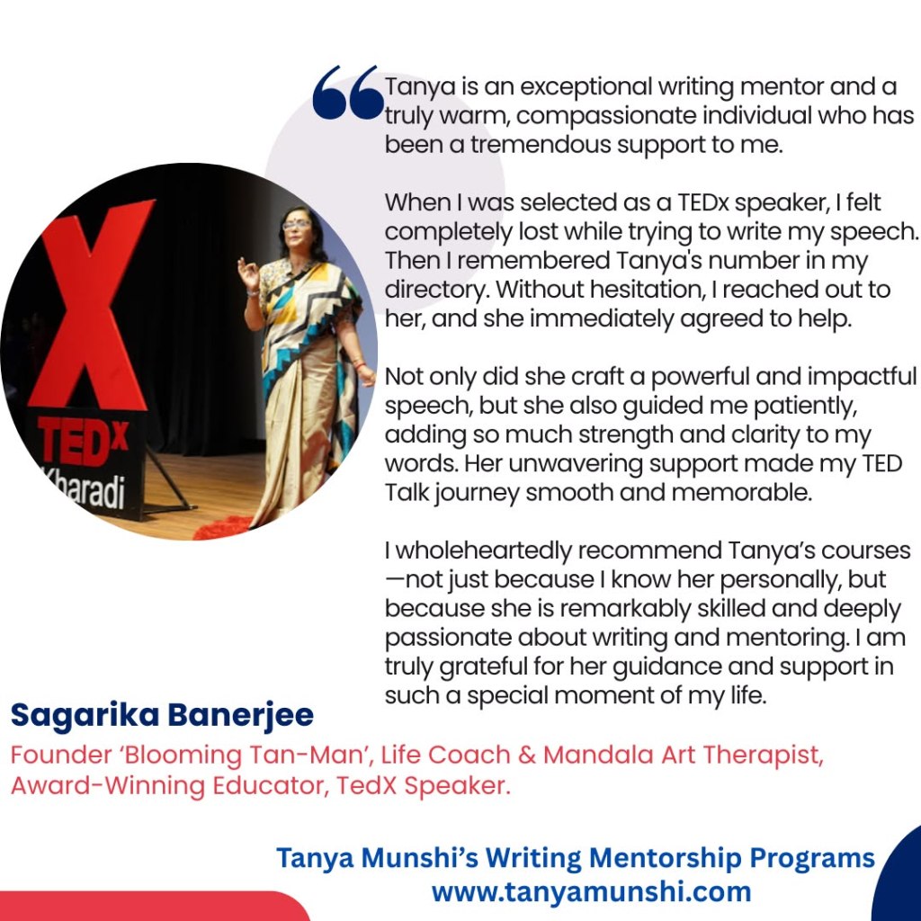 Sagarika Banerjee Testimonial for TedTalk